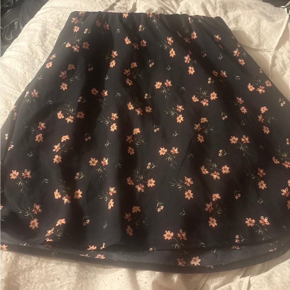 Hollister Black Floral Midi Skirt